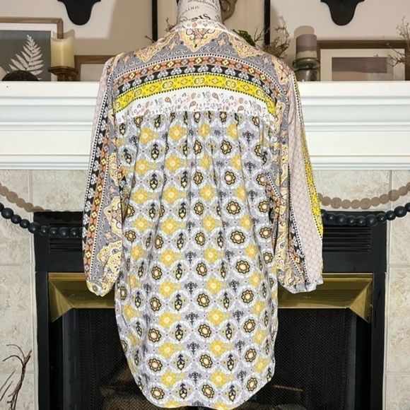 Fig And Flower for Anthropologie Multi Pattern Flowy Top - Picture 3 of 12